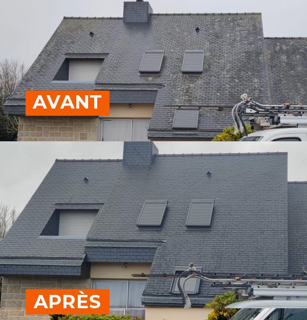 Toiture avant et après rénovation.