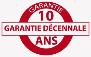 Garantie décennale de 10 ans en rouge.